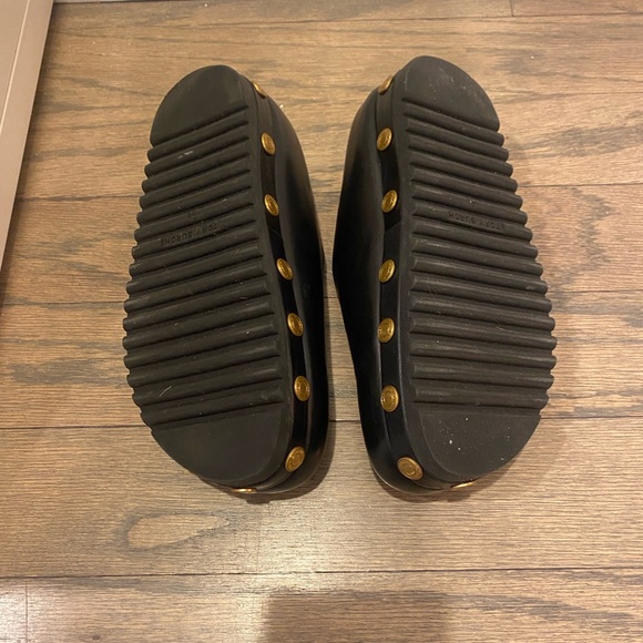 Tory Burch Black Leather Mules with Gold Accents - Picture 3 of 3